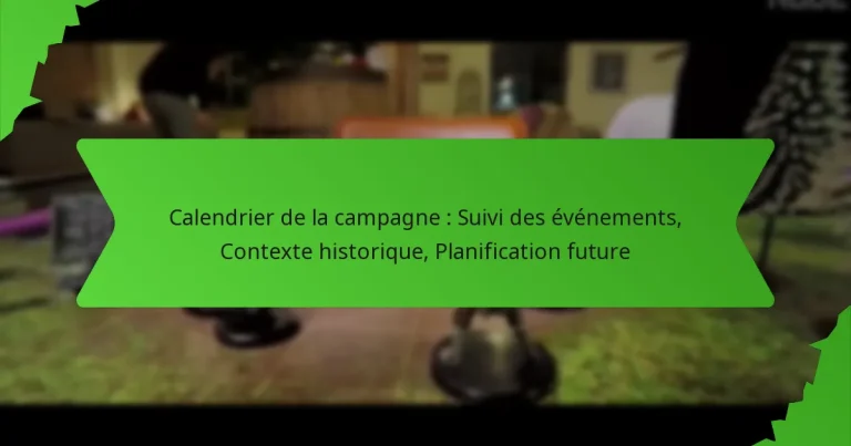 Calendrier de la campagne : Suivi des événements, Contexte historique, Planification future
