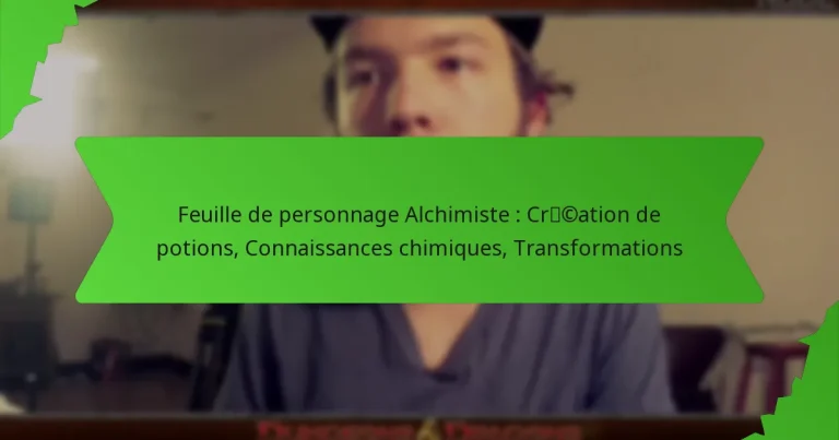 Feuille de personnage Alchimiste : Création de potions, Connaissances chimiques, Transformations