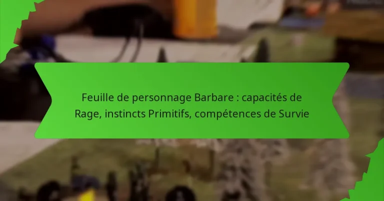 Feuille de personnage Barbare : capacités de Rage, instincts Primitifs, compétences de Survie