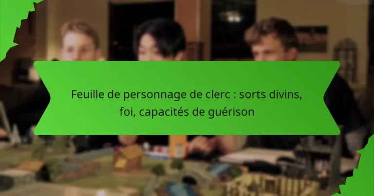 Feuille de personnage de clerc : sorts divins, foi, capacités de guérison