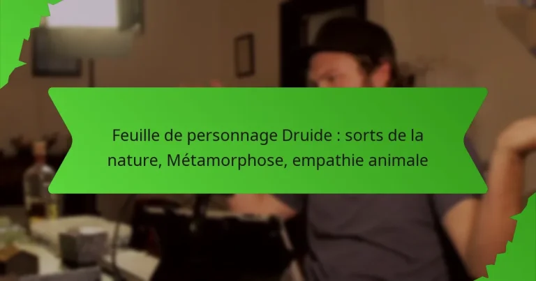 Feuille de personnage Druide : sorts de la nature, Métamorphose, empathie animale