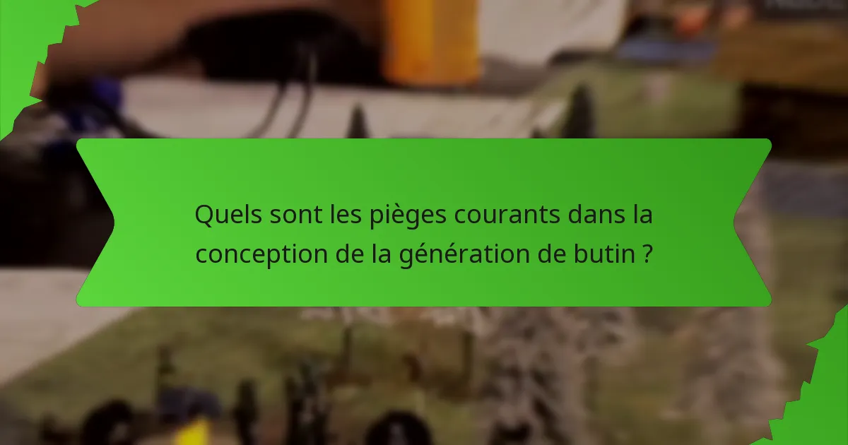 Quels sont les pièges courants dans la conception de la génération de butin ?