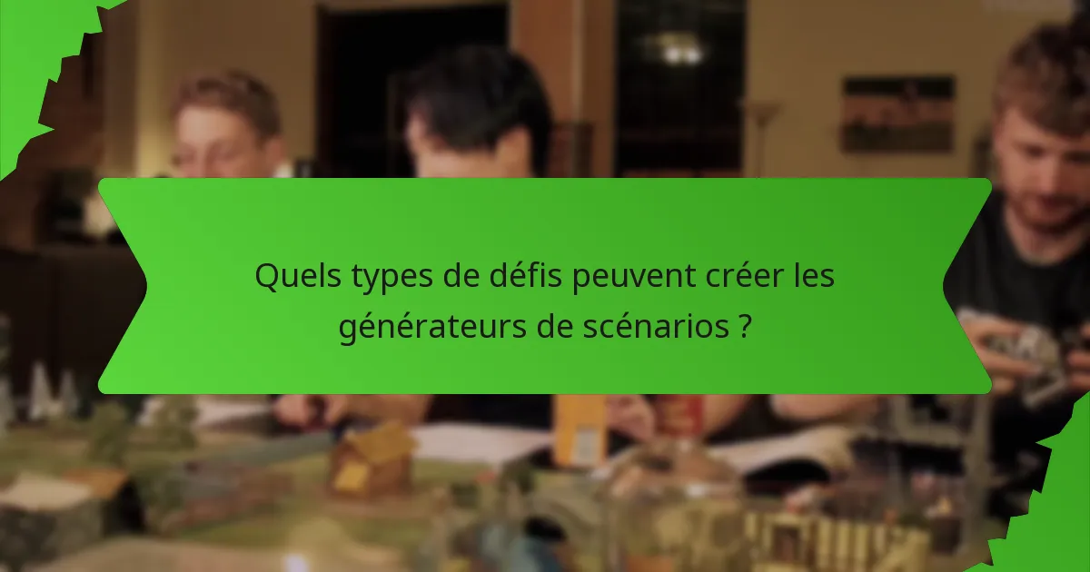 Quels types de défis peuvent créer les générateurs de scénarios ?